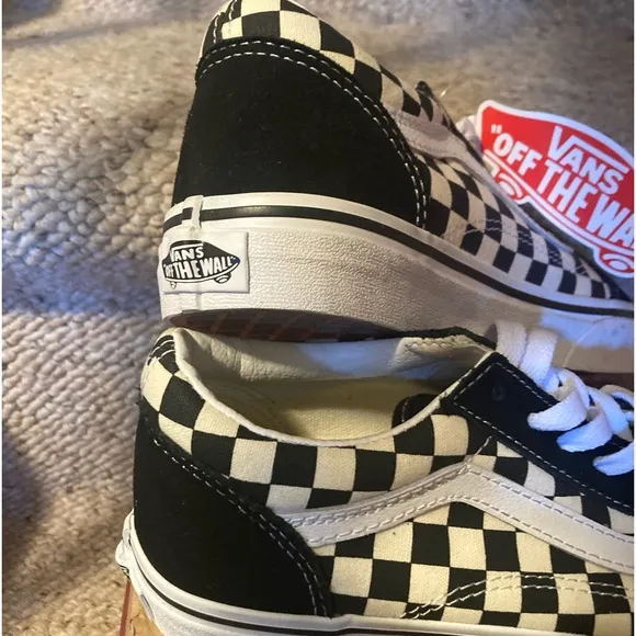 Vans Classic Old Skool Black &amp; White Checkerboard Suede &amp; Canvas Sneakers