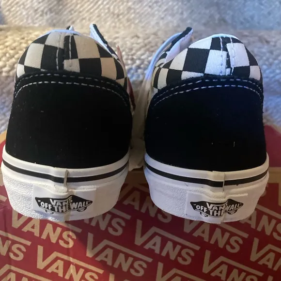 Vans Classic Old Skool Black &amp; White Checkerboard Suede &amp; Canvas Sneakers