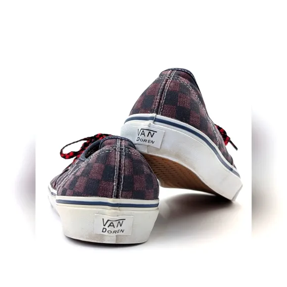 Vans Doren Red and Black Checkerboard With Checkered Shoelaces Men 10.5 Women 12