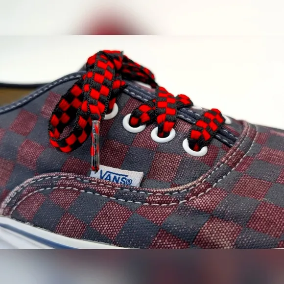 Vans Doren Red and Black Checkerboard With Checkered Shoelaces Men 10.5 Women 12