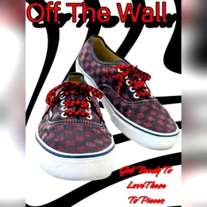 Vans Doren Red and Black Checkerboard With Checkered Shoelaces Men 10.5 Women 12