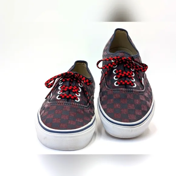 Vans Doren Red and Black Checkerboard With Checkered Shoelaces Men 10.5 Women 12