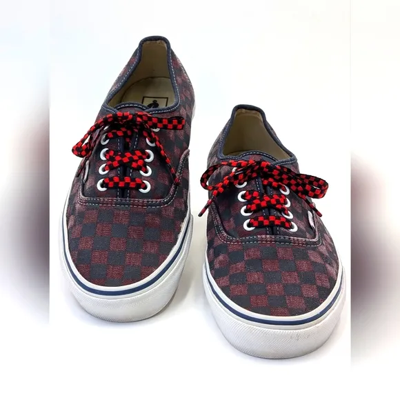Vans Doren Red and Black Checkerboard With Checkered Shoelaces Men 10.5 Women 12