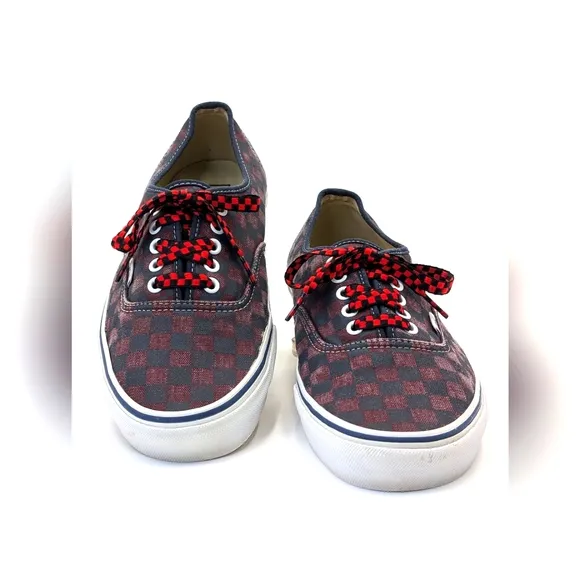 Vans Doren Red and Black Checkerboard With Checkered Shoelaces Men 10.5 Women 12