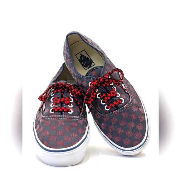 Vans Doren Red and Black Checkerboard With Checkered Shoelaces Men 10.5 Women 12