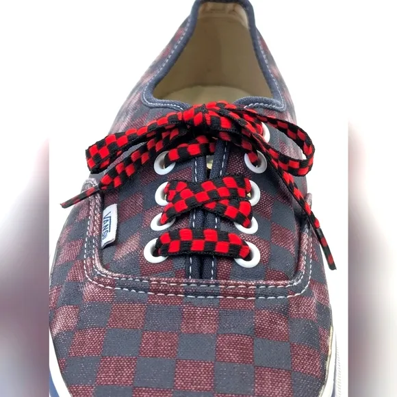 Vans Doren Red and Black Checkerboard With Checkered Shoelaces Men 10.5 Women 12