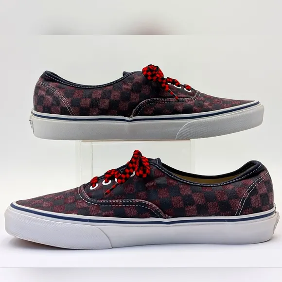 Vans Doren Red and Black Checkerboard With Checkered Shoelaces Men 10.5 Women 12