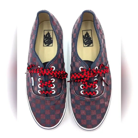 Vans Doren Red and Black Checkerboard With Checkered Shoelaces Men 10.5 Women 12