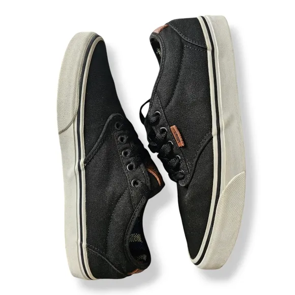Vans Men's Atwood Black Canvas Sneakers With Aztec Inner Size 9
