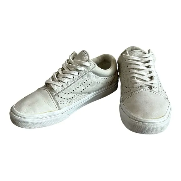 VANS Old Skool Reissue White Leather Sneakers Sport Skateboarding Sneakers Shoes