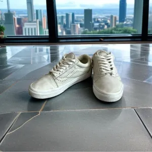 VANS Old Skool Reissue White Leather Sneakers Sport Skateboarding Sneakers Shoes
