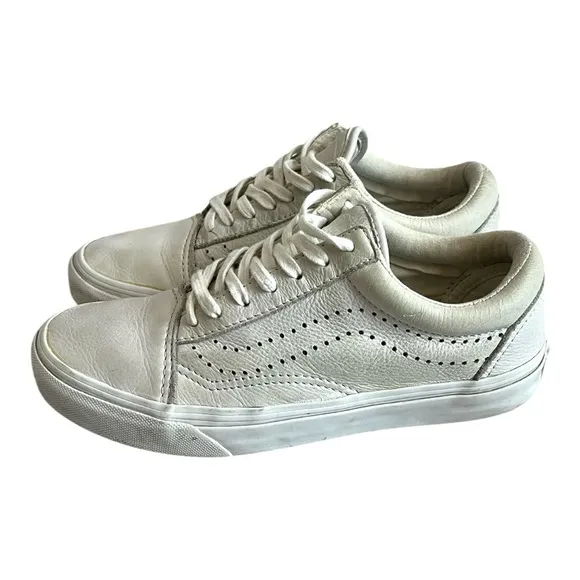 VANS Old Skool Reissue White Leather Sneakers Sport Skateboarding Sneakers Shoes