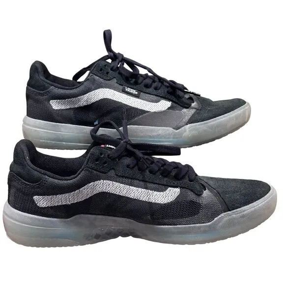 Vans Old Skool Shoe Sneaker Style 721356 Black Suede w Gray Teen Size Mens 7.5