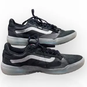 Vans Old Skool Shoe Sneaker Style 721356 Black Suede w Gray Teen Size Mens 7.5