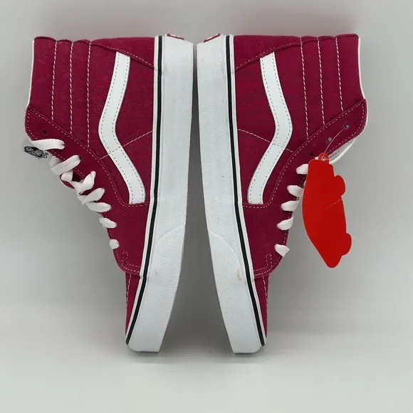 Vans Red and White High-Top Sneakers with Classic Design
