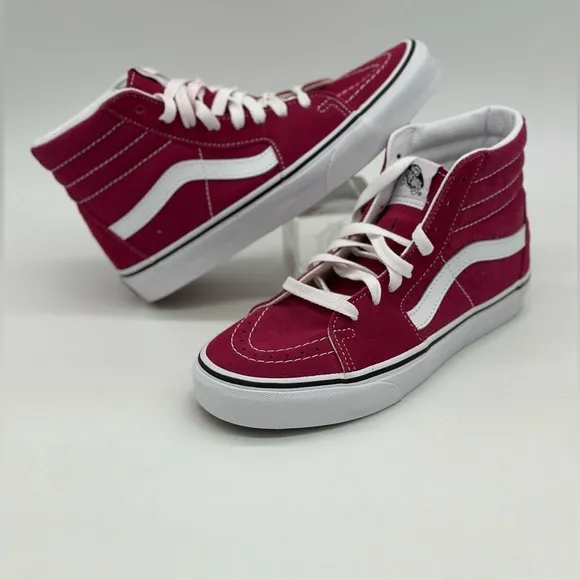 Vans Red and White High-Top Sneakers with Classic Design