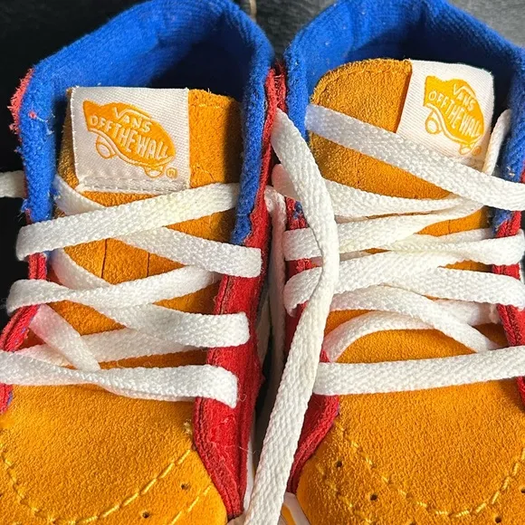 Vans Sk8 Blue, Red, Green and Yellow Color-block High Top Sneakers
