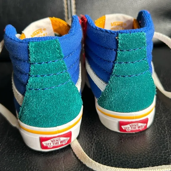 Vans Sk8 Blue, Red, Green and Yellow Color-block High Top Sneakers