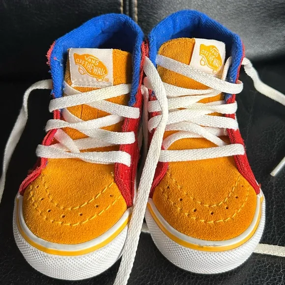 Vans Sk8 Blue, Red, Green and Yellow Color-block High Top Sneakers