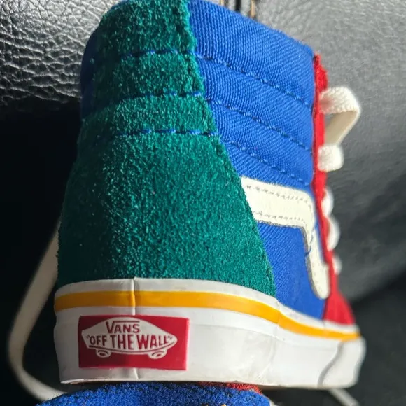 Vans Sk8 Blue, Red, Green and Yellow Color-block High Top Sneakers