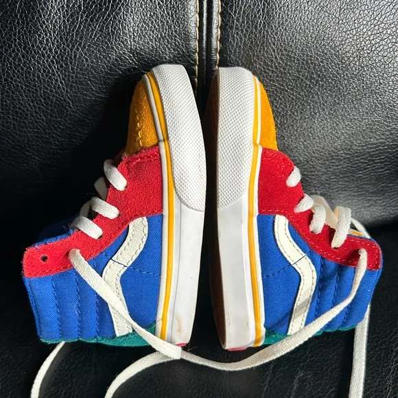 Vans Sk8 Blue, Red, Green and Yellow Color-block High Top Sneakers