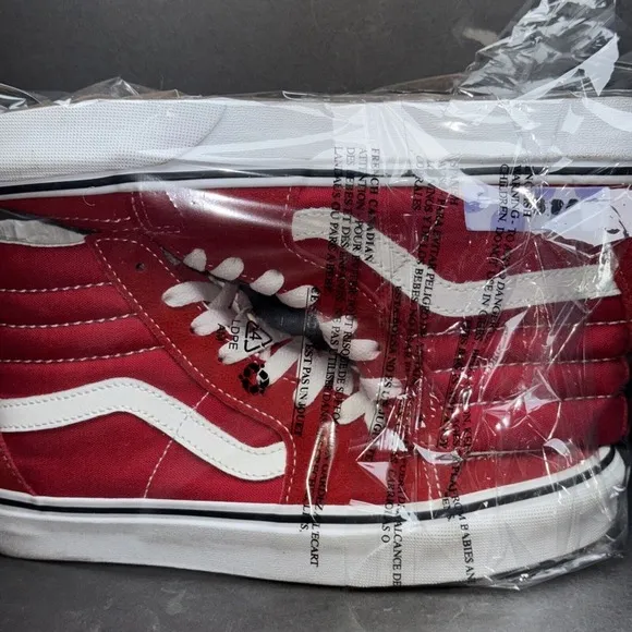 VANS Sk8-Hi Red Canvas High Top Skate Shoes - Men's 5.5 Women 7