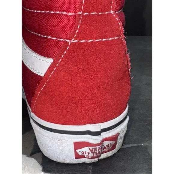 VANS Sk8-Hi Red Canvas High Top Skate Shoes - Men's 5.5 Women 7