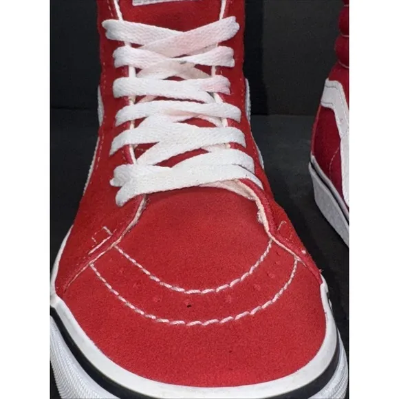 VANS Sk8-Hi Red Canvas High Top Skate Shoes - Men's 5.5 Women 7