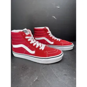 VANS Sk8-Hi Red Canvas High Top Skate Shoes - Men's 5.5 Women 7
