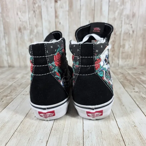 Vans SK8-Hi Skull Rose High Top Sneakers Casual Shoes Black Multi Mens 10