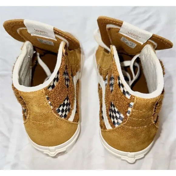 Vans Sk8-Hi Tapered Unisex Sneakers Brown Tufted Check M5 W7 surf skate‎