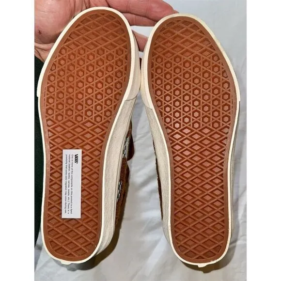 Vans Sk8-Hi Tapered Unisex Sneakers Brown Tufted Check M5 W7 surf skate‎