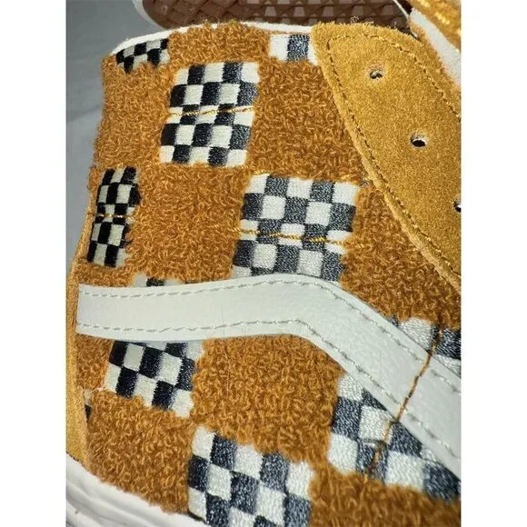 Vans Sk8-Hi Tapered Unisex Sneakers Brown Tufted Check M5 W7 surf skate‎