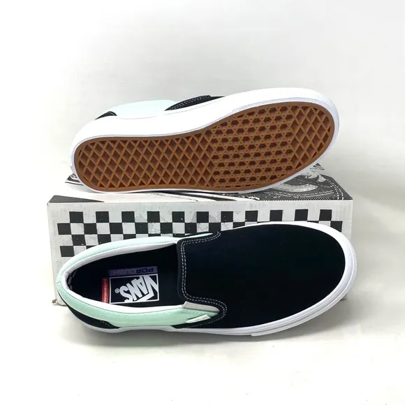 VANS Skate Slip On Sneakers For Women Mint Black Suede Canvas Casual VN0A5FCAM2T