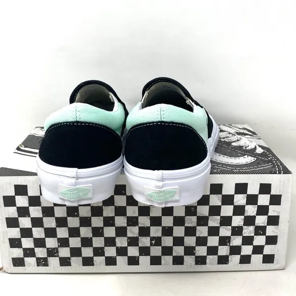 VANS Skate Slip On Sneakers For Women Mint Black Suede Canvas Casual VN0A5FCAM2T