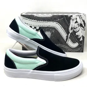 VANS Skate Slip On Sneakers For Women Mint Black Suede Canvas Casual VN0A5FCAM2T