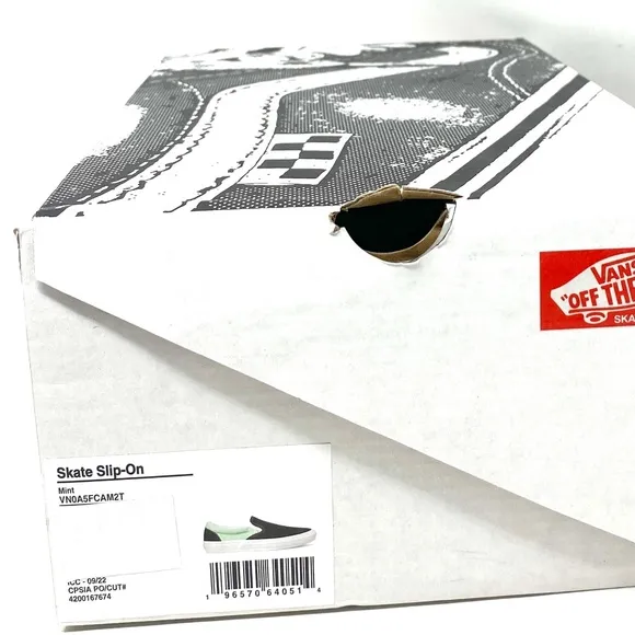 VANS Skate Slip On Sneakers For Women Mint Black Suede Canvas Casual VN0A5FCAM2T