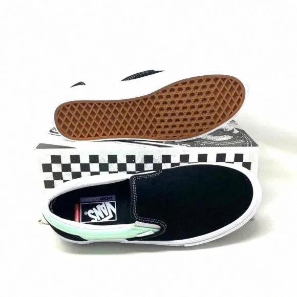 VANS Skate Slip On Sneakers For Women Mint Black VN0A5FCAM2T Casual Canvas Suede