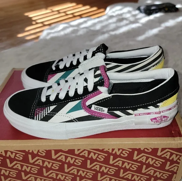 Vans Slip On Cap 'Juxtapoze Pack' Multicolor Sneaker Shoes Size Women 7 Men 5.5