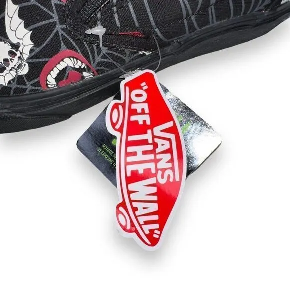 Vans Classic Slip-on &quot;Glow Frights&quot; Black / White / Red Women's 6.5