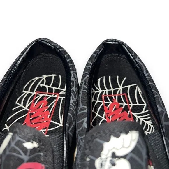 Vans Classic Slip-on &quot;Glow Frights&quot; Black / White / Red Women's 6.5