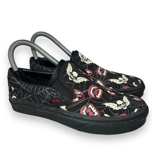 Vans Classic Slip-on &quot;Glow Frights&quot; Black / White / Red Women's 6.5