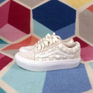 Vans Old Skool Platform Woven Blanc De Blanc Sneakers Unisex Men 5 Women 6.5 US