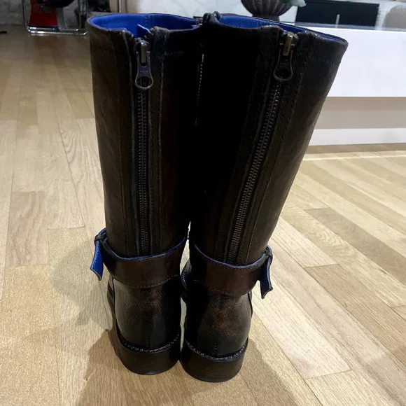 Vero Cuoio Brown Genuine Leather Buckle Mid Calf Riding Boots size 35