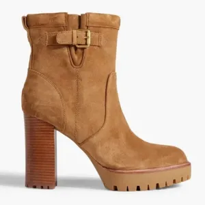 Veronica Beard Hannigan 105mm Lug Sole Platform Block Heel‎ Suede Booties Boots