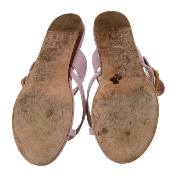 Veronica‎ Beard Salva Suede Buckle Flat Sandals Size 6.5 Purple Slip On Slide