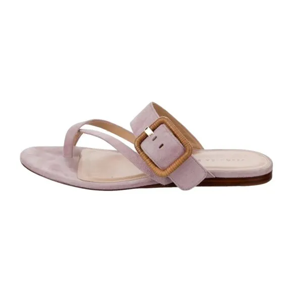 Veronica‎ Beard Salva Suede Buckle Flat Sandals Size 6.5 Purple Slip On Slide