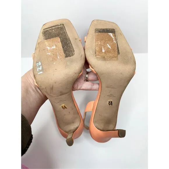 Veronica Beard Sandals Women Size 8.5 Analita Leather Open Toe Heels in Apricot