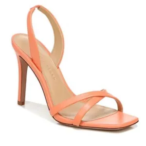 Veronica Beard Sandals Women Size 8.5 Analita Leather Open Toe Heels in Apricot