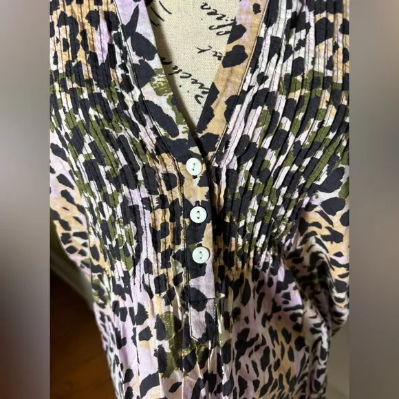 Veronica Beard Marieta Leopard Cover-Up Mini Dress Printed Pintuck Sz. Medium